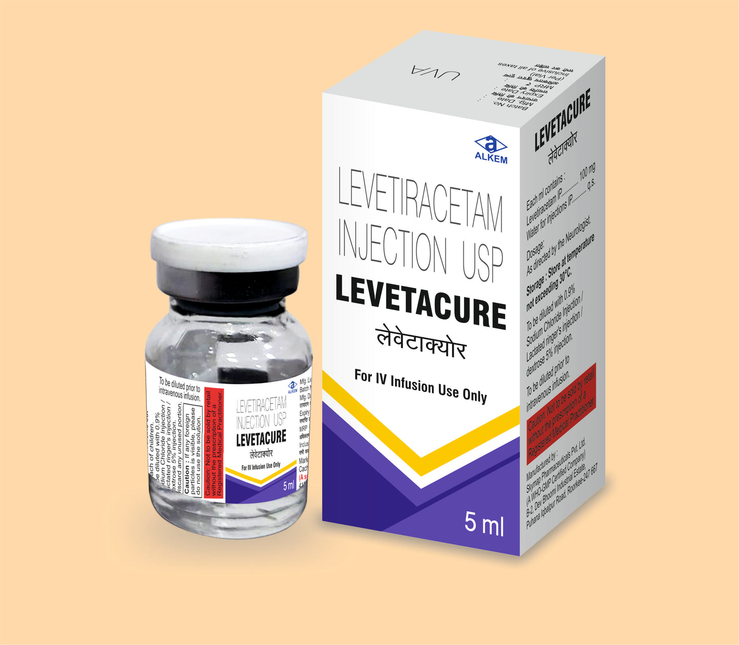 Levetacure Injection 5 mlLevetiracetam Ip 100 Mg by Alkem