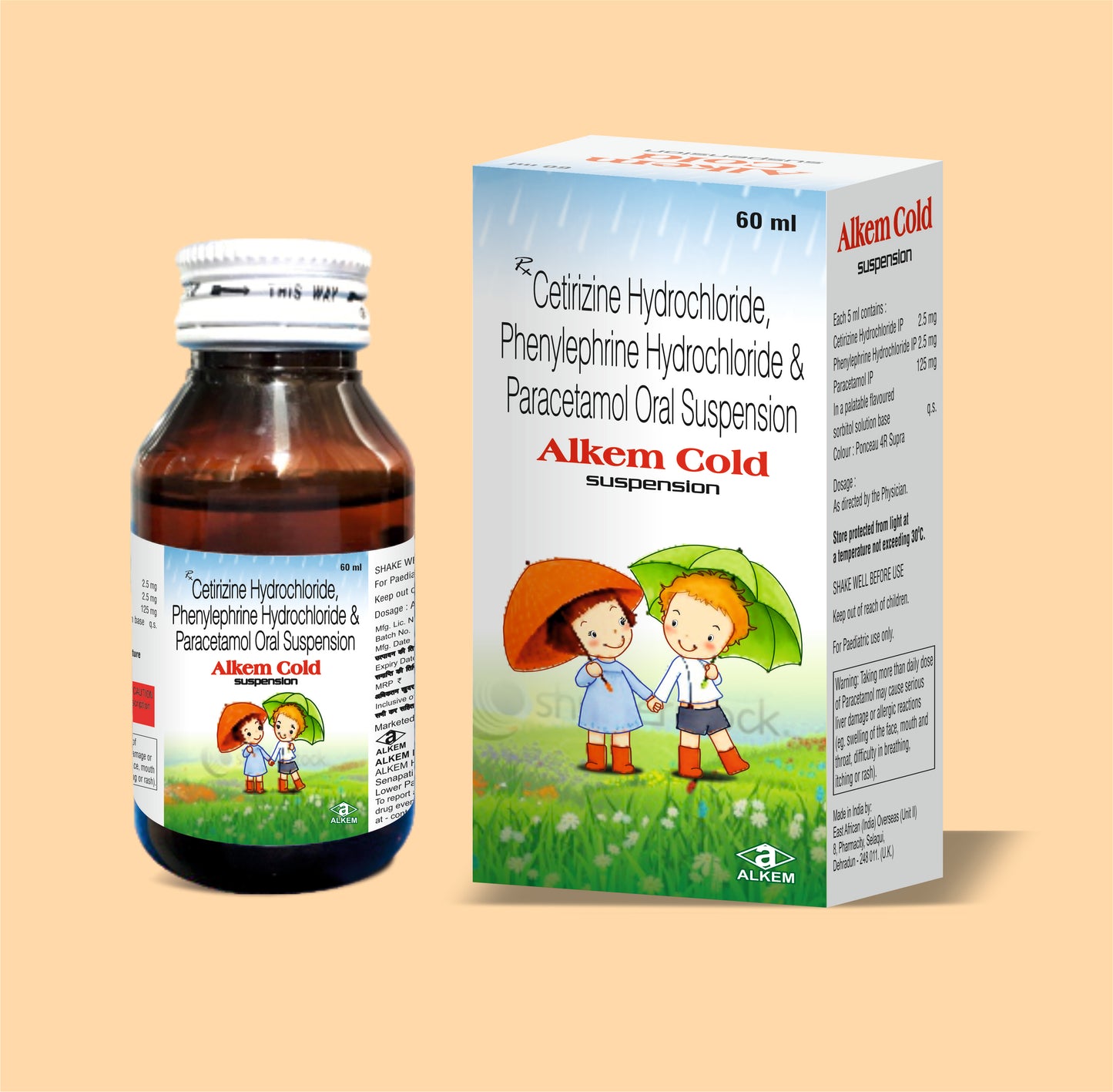 ALKEM COLD + SUSPENSION (60 ml Paracetamol 125 mg + Phenylephrine Hydrochloride 2.5 mg + Chlorpheniramine Maleate 1 mg by Alkem