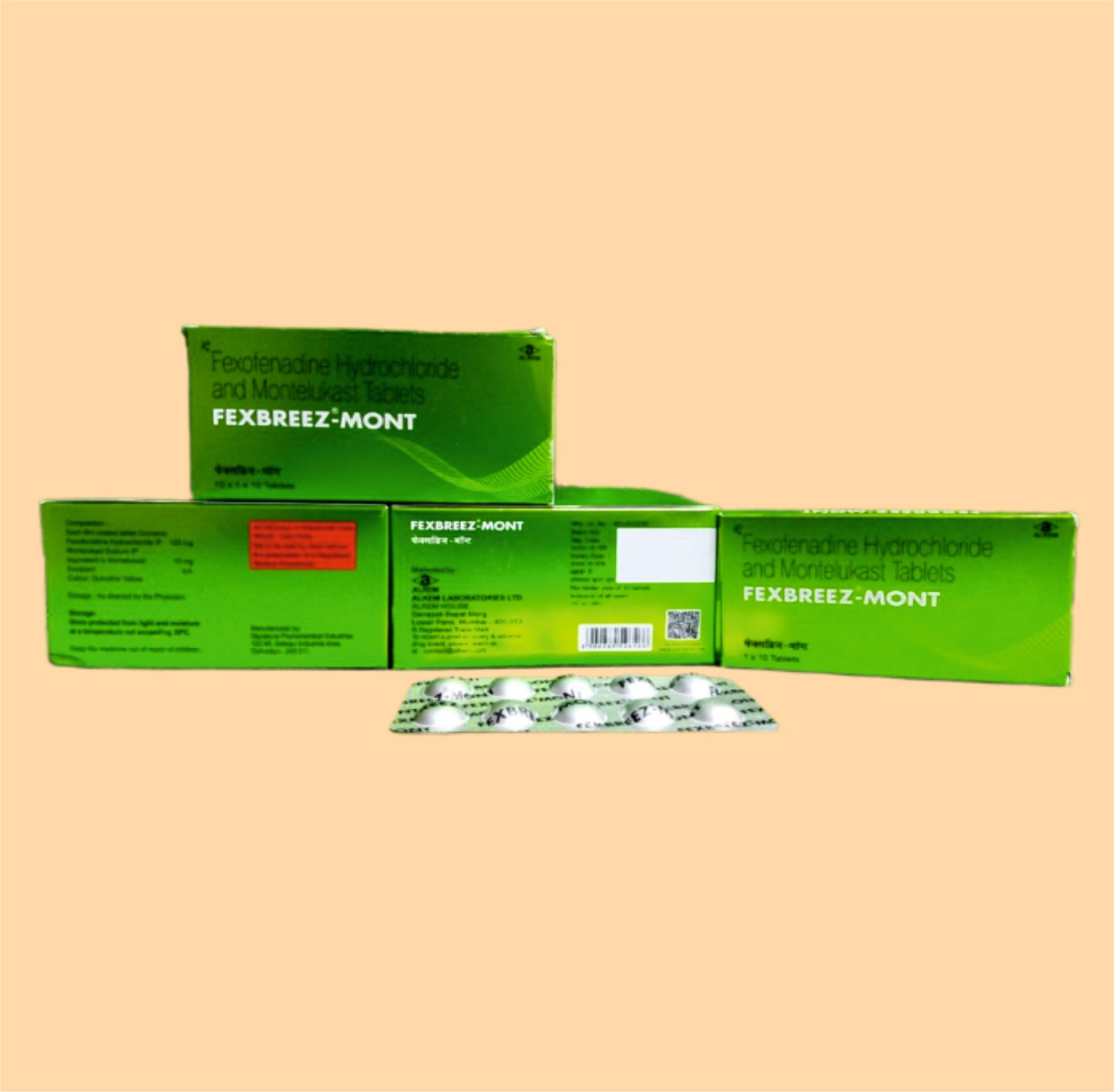 Fexbreez Mont Tablet (10's Montelukast 10 mg + Fexofenadine 120 mg by Alkem