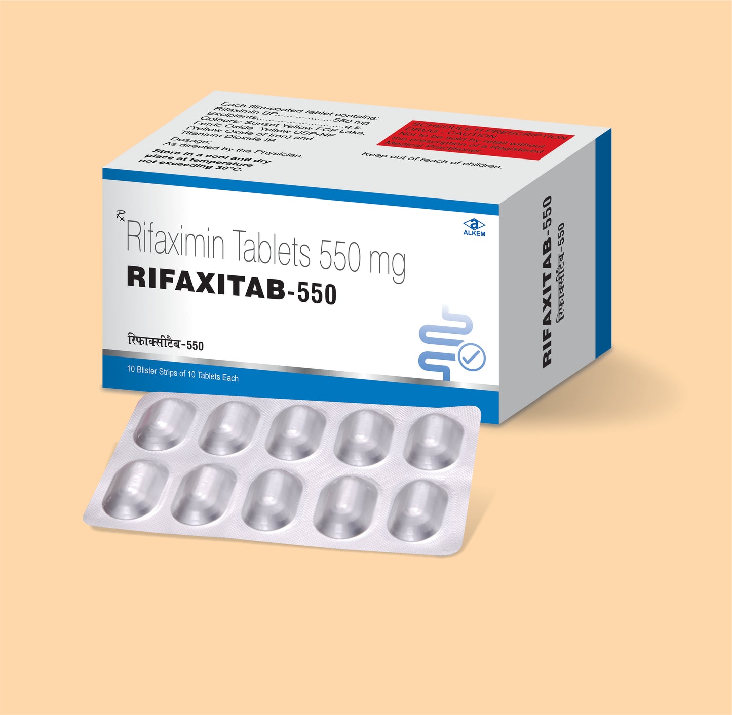 RIFAXITAB - 550 Tablets (10's) (Rifaximin 550 mg) by Alkem