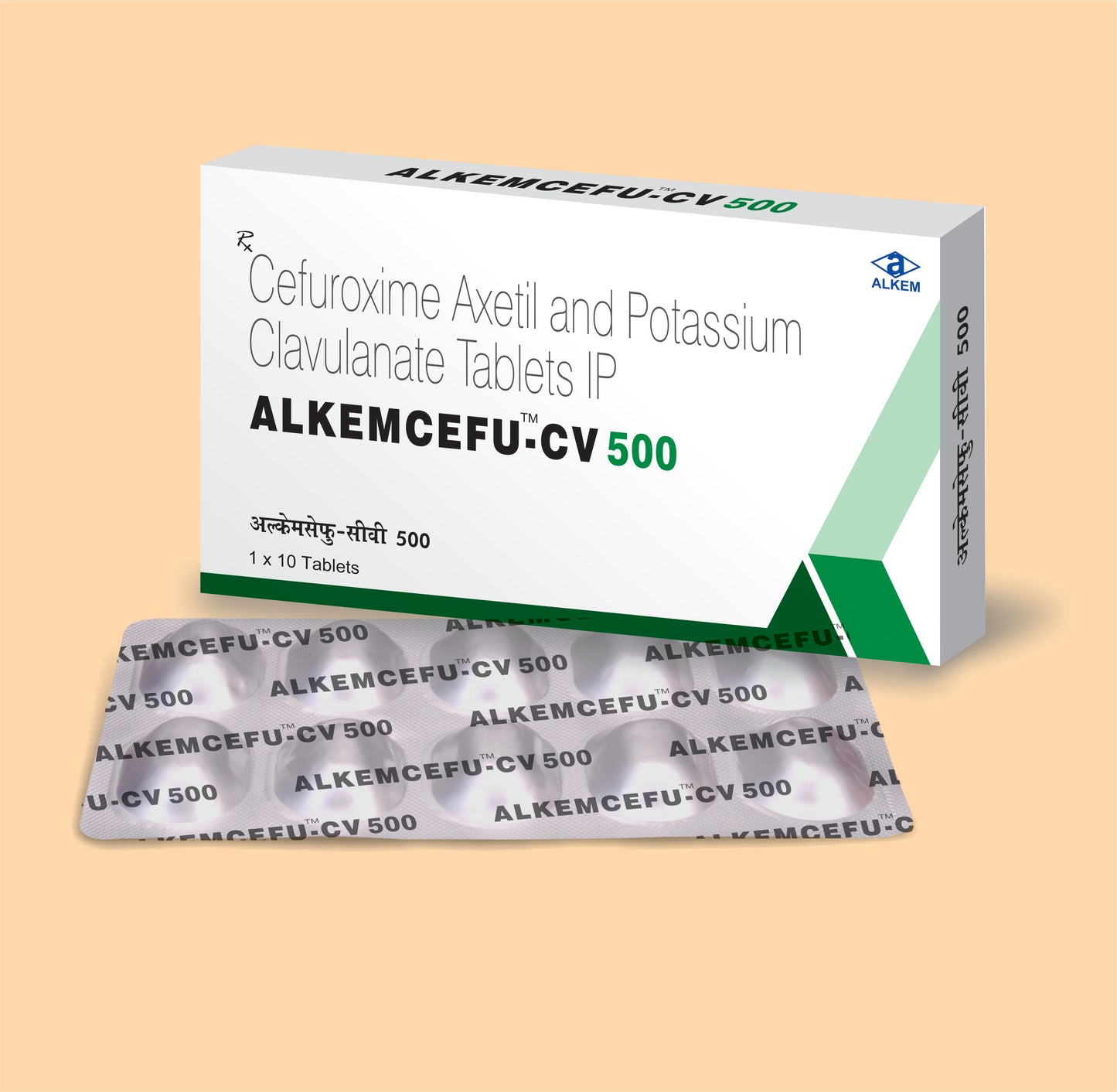 ALKEMCEFU-CV 500 TAB 10S (10s Cefuroxime 500 mg + Clavulanic Acid 125 mg by Alkem