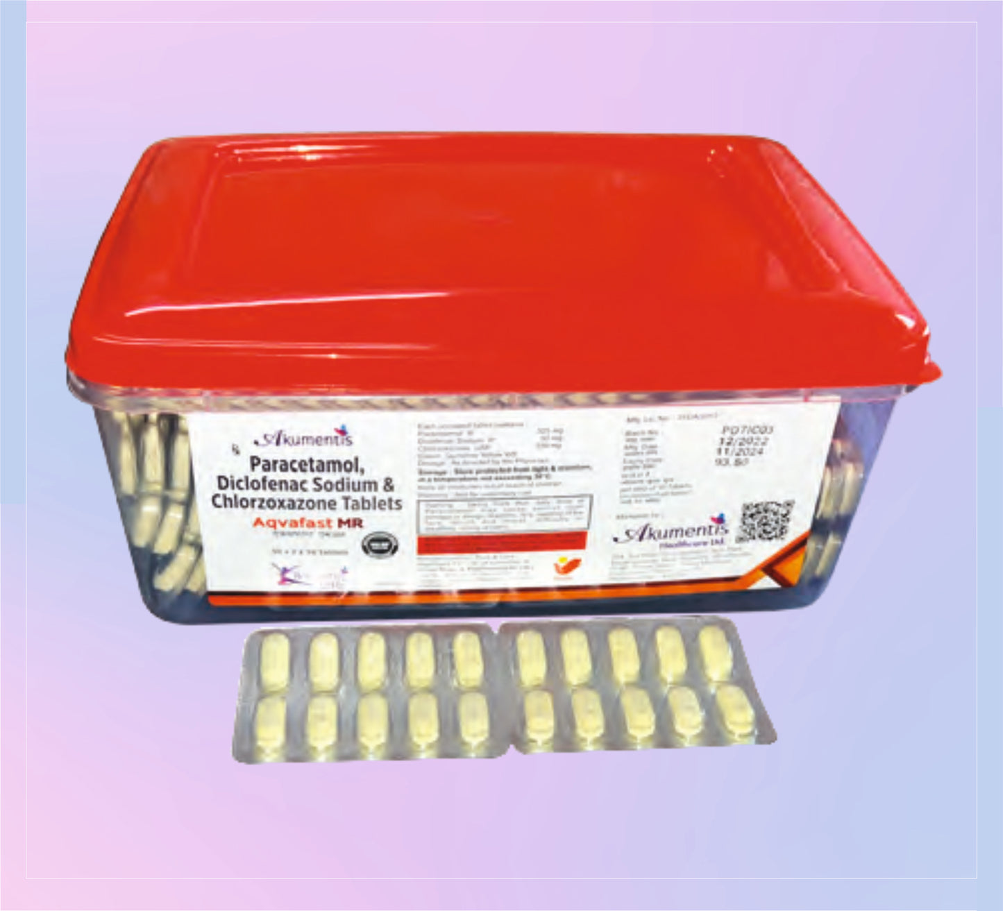 Aqvafast-Mr Tablet (Bl) 50x2x10 Paracetamol 325 Mg + Diclofenac 50 Mg + Chlorzoxazone 250 Mg by Akumentis