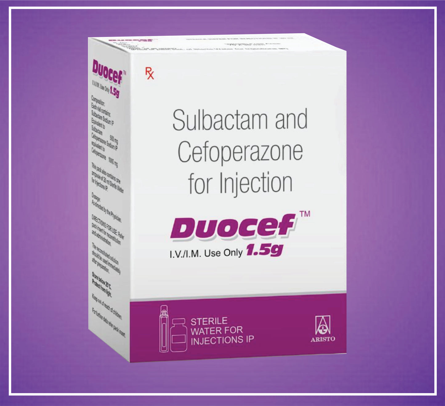 Duocef 1.5 gm ( Sulbactam and Cefoperazone 1.5 gm ) by Aristo