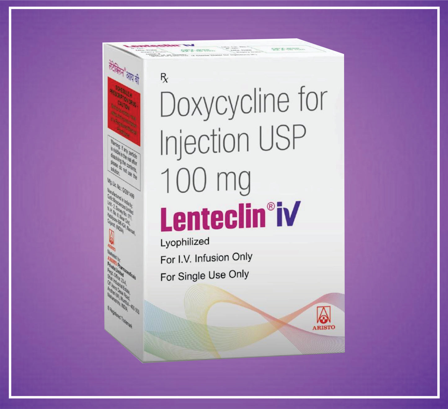 LENTECLIN 100mg ( Doxycyline for injection 100 mg ) by Aristo