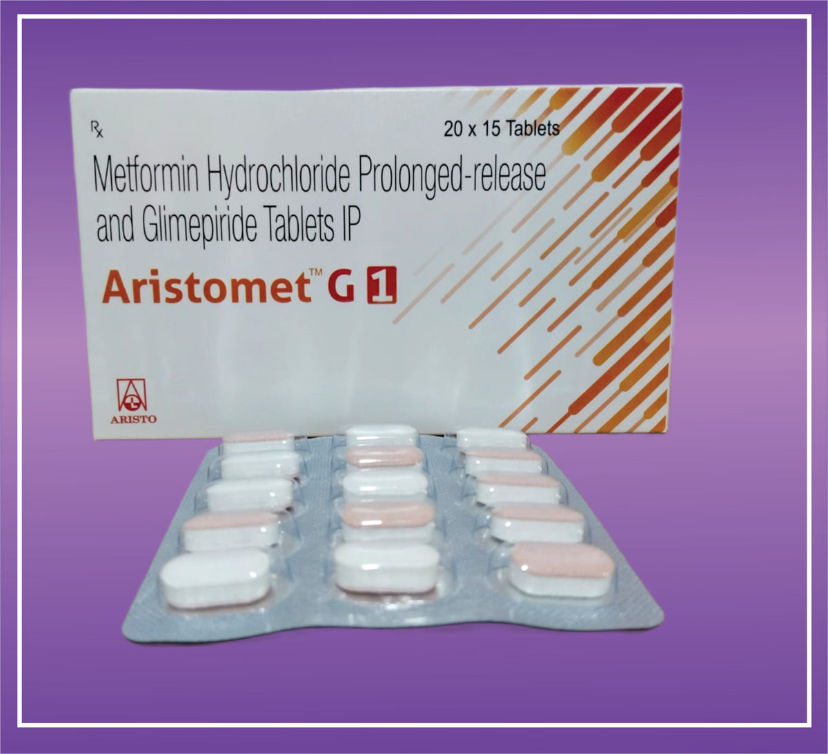 Aristomet G1 Tab (10x15) Glimepiride 1 mg, Metformin 500 mg PR Tab by Aristo