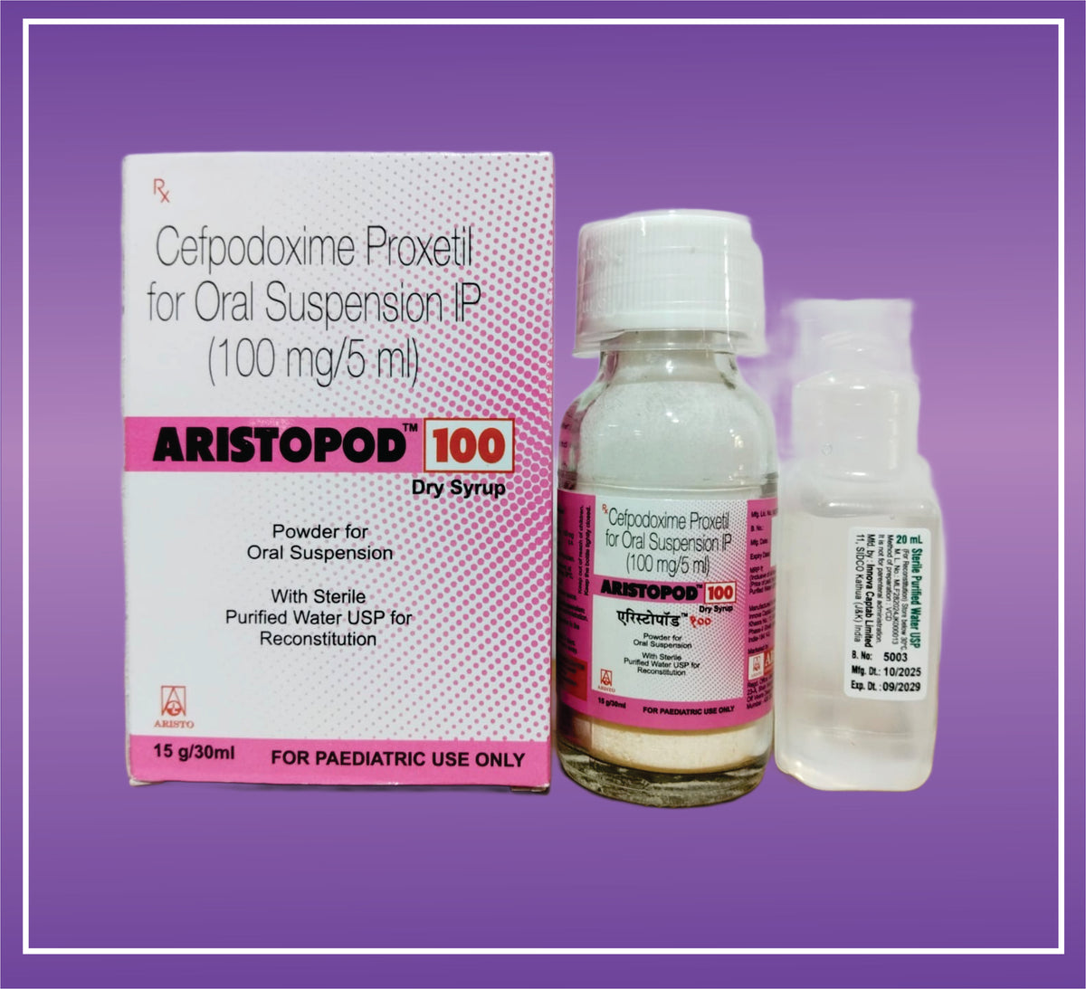 Aristopod 100 DS (30ml+SWFI) Cefpodoxime 100 mg Dry Syr by Aristo