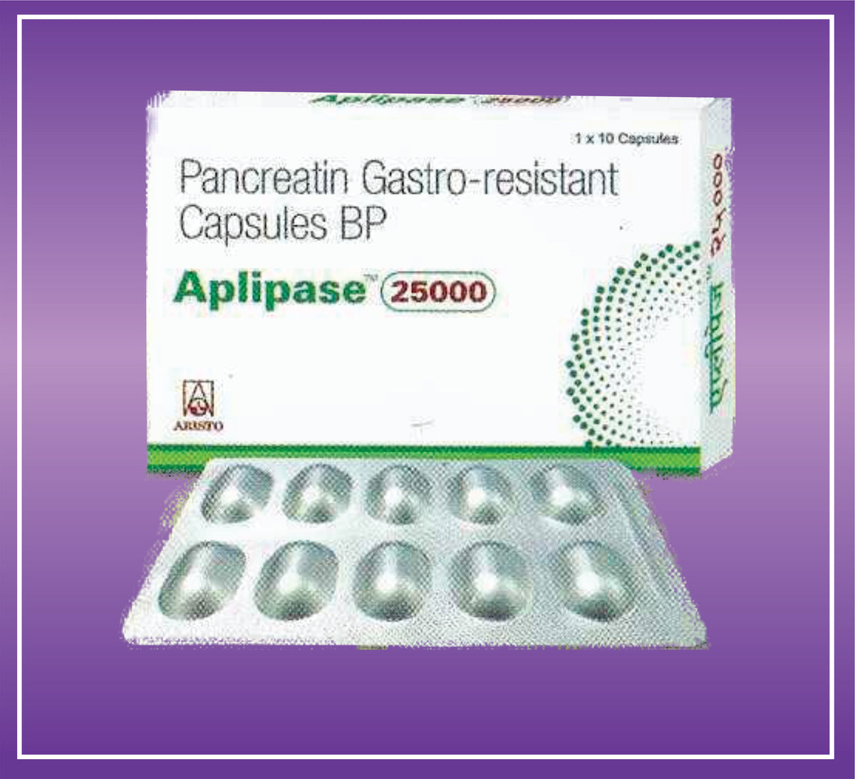 Aplipase 25000 Cap (10x1x10) Pancreatin 300 mg Cap by Aristo