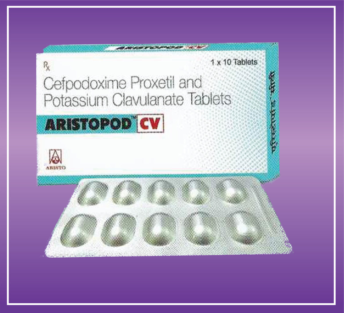 Aristopod CV 325 Tab (10x1x10) Cefpodoxime 200 mg, Potassium Clavulanate 125 mg Tab by Aristo
