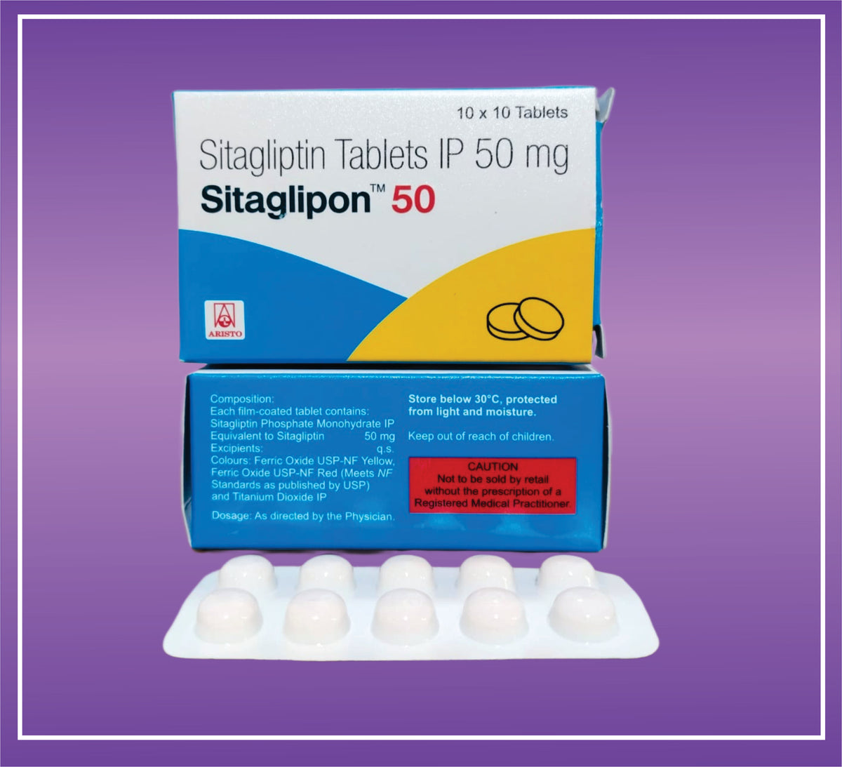 Sitaglipon 50 Tab (10x10) Sitagliptin 50 mg Tab by Aristo