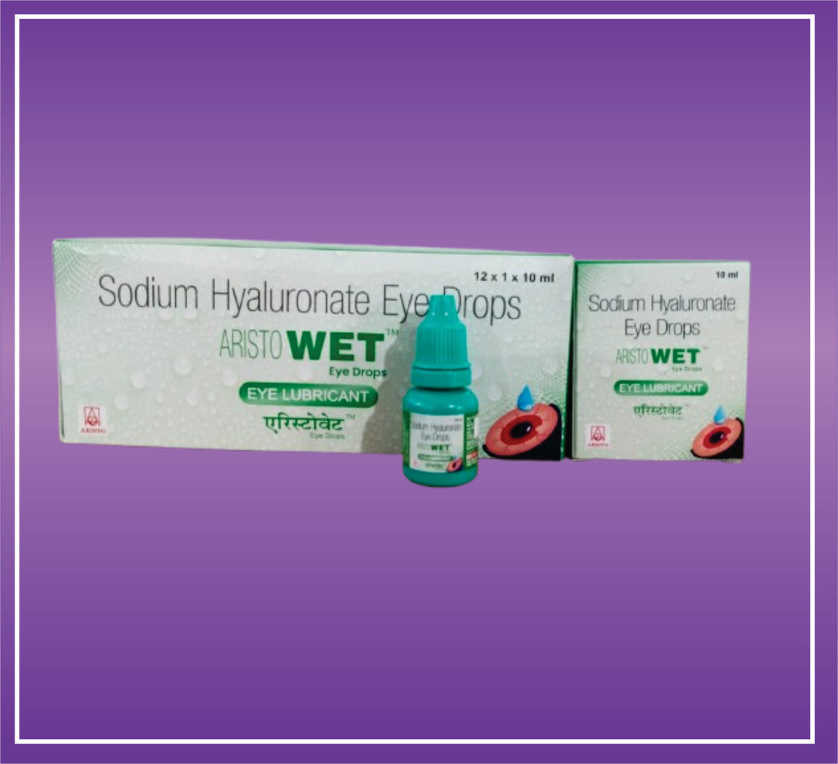 Aristowet Eye Lubricant Drop (10ml) Sodium Hyaluronate 0.1% w/v, Stabilized Oxychloro Complex 0.005% w/v Eye Drops by Aristo