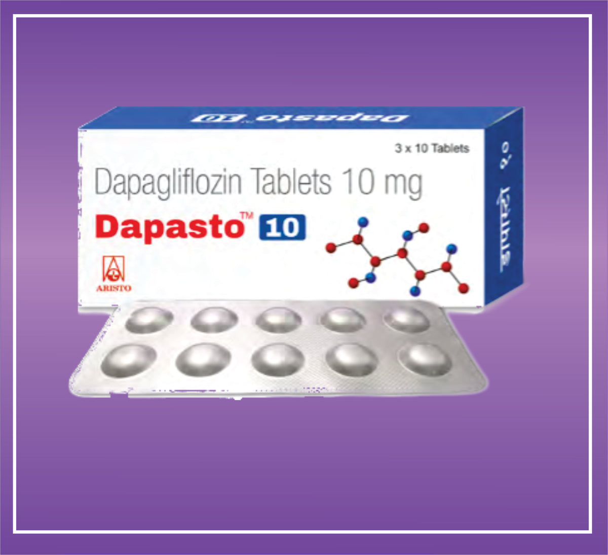 Dapasto 10 Tab (10x3x10) Dapagliflozin 10 mg Tab by Aristo