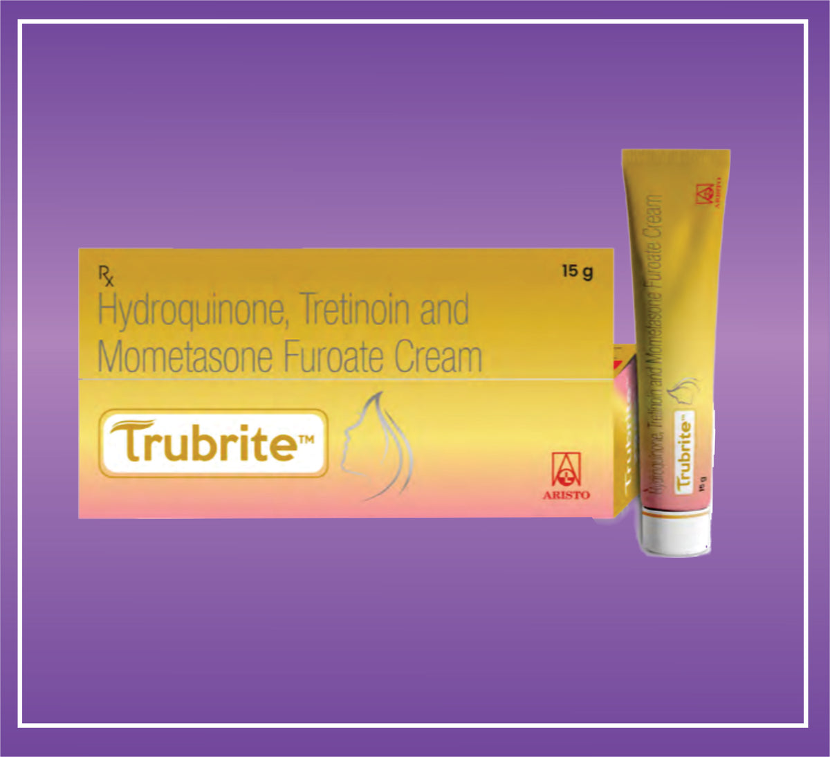 Trubite Cream (15g) Hydroquinone 2.0% w/w, Tretinoin 0.025% w/w, Mometasone Furoate 0.1% w/w Cream by Aristo