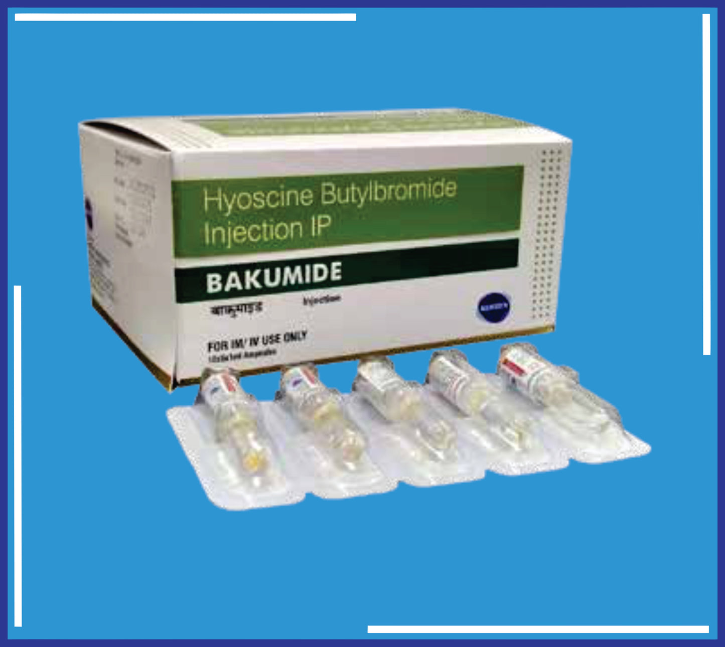 Bakumide 2Ml Injection ( Hyoscine Butybromide Injetion Ip 20Mg ) pack 10x5x1ml by Kemsyn