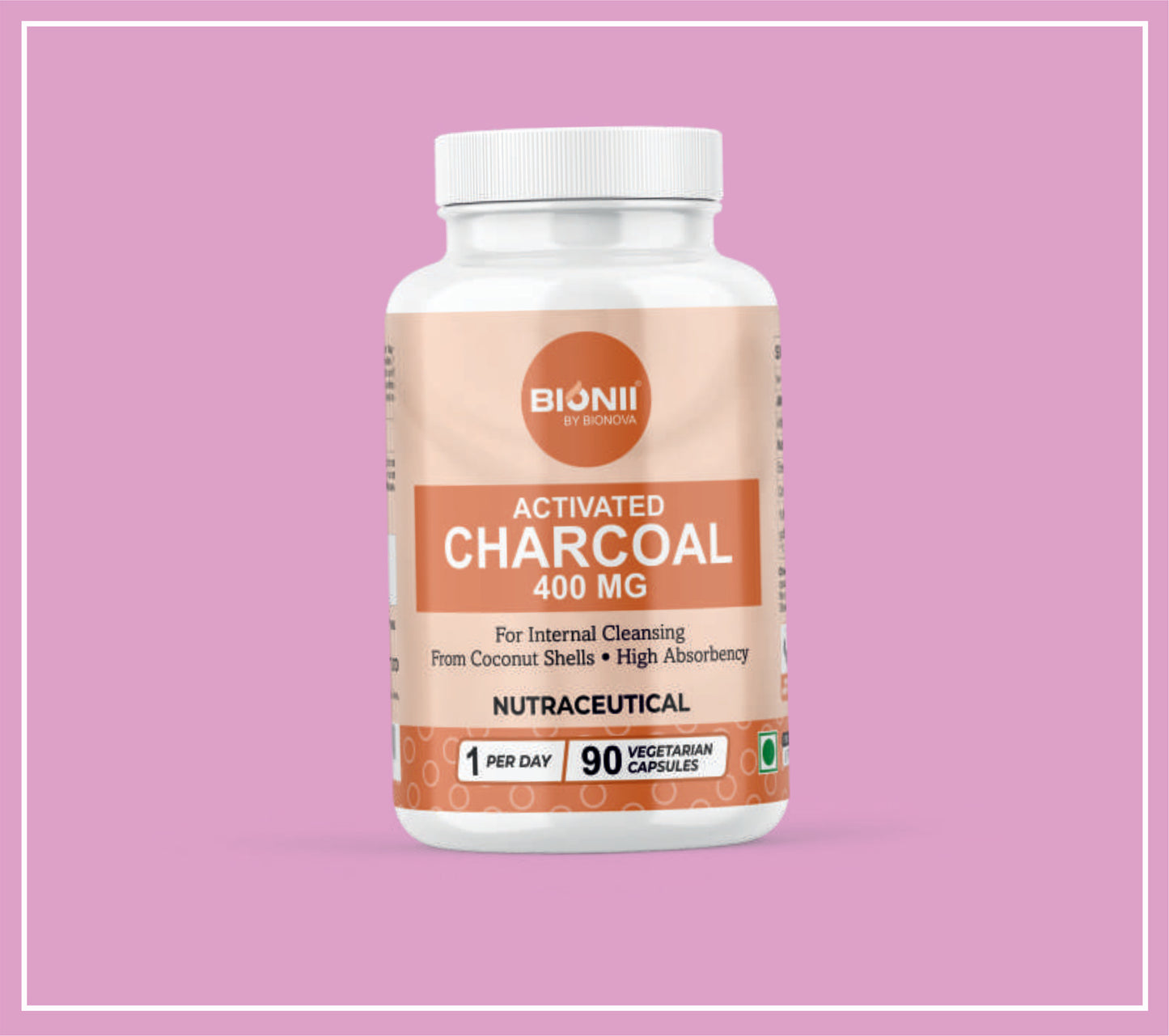 ACTIVATED CHARCOAL CAPS 90's (Activated Charcoal-400 mg) by Bionova