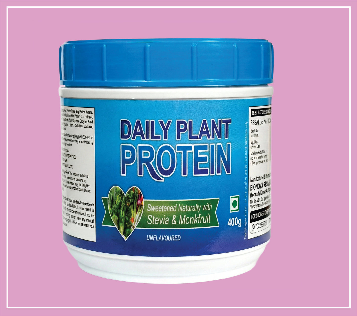 BIONOVA PLANT PROTEIN (UNFLAVOURED) 400 g (Plant Protein, Digestive Enzyme Blend) by Bionova