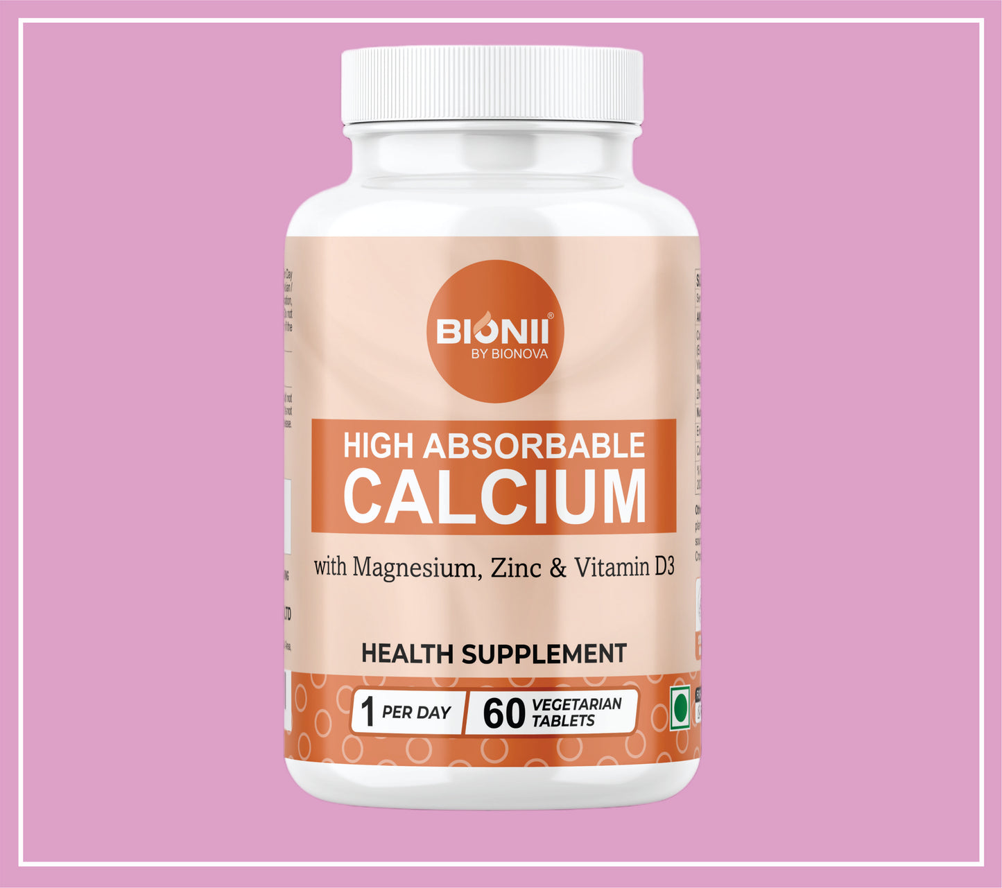 CALCIUM TABLETS 60's (Calcium Citrate-1000 mg (Elemental Calcium-210 mg), Vitamin D3-400 I.U., Magnesium-100 mg, Zinc-4 mg) by Bionova