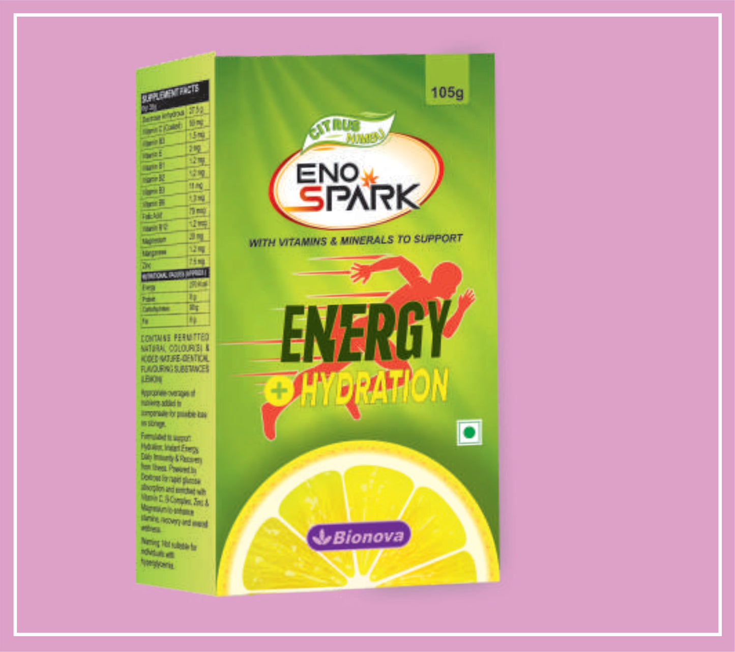 ENOSPARK LEMON 105 g (Glucose, Vitamins & Minerals) by Bionova