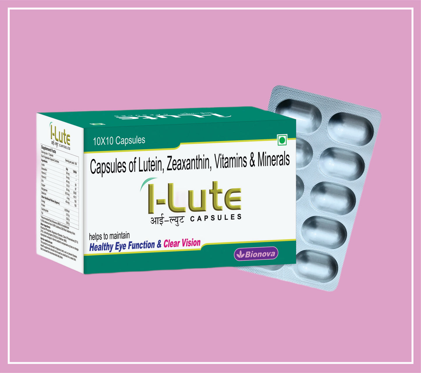 I-LUTE CAPS 10x10's (Lutein 30mg, Zeaxanthin-6mcg, Vitamin C-40mg, Vitamin E-10 IU, Zinc-10mg, Copper-750mcg, Manganese-5mg and Selenium-100mcg) by Bionova
