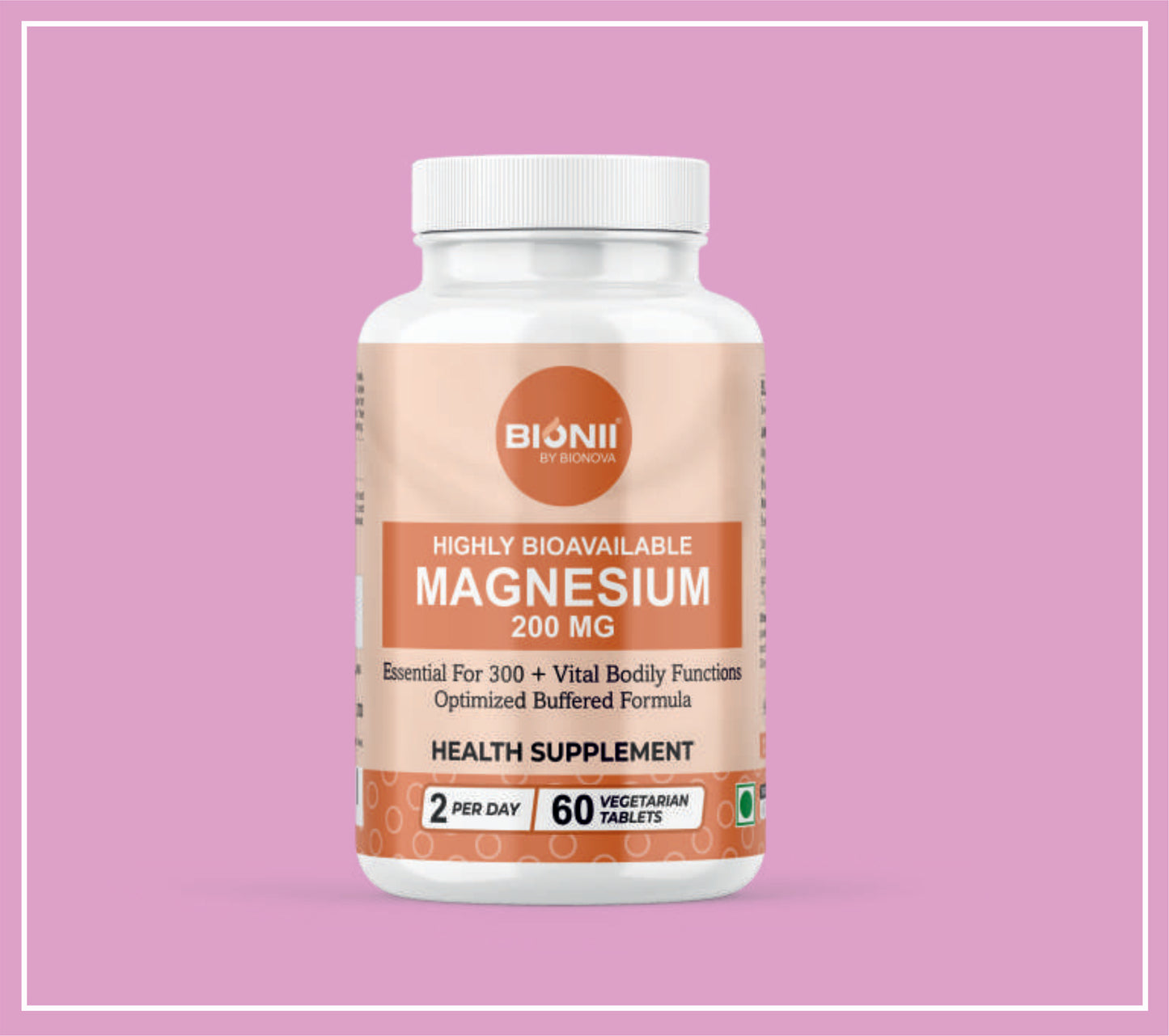 MAGNESIUM 200 MG TABS 60's (Magnesium-200 mg (as Buffered-Magnesium Bisglycinate)) by Bionova