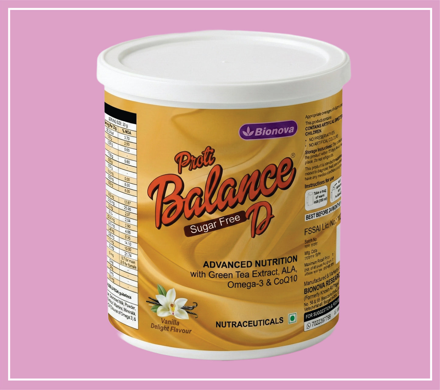 PROTI BALANCE D (VANILLA SUGAR FREE) 200 g (Protein, Vitamins & Minerals) by Bionova