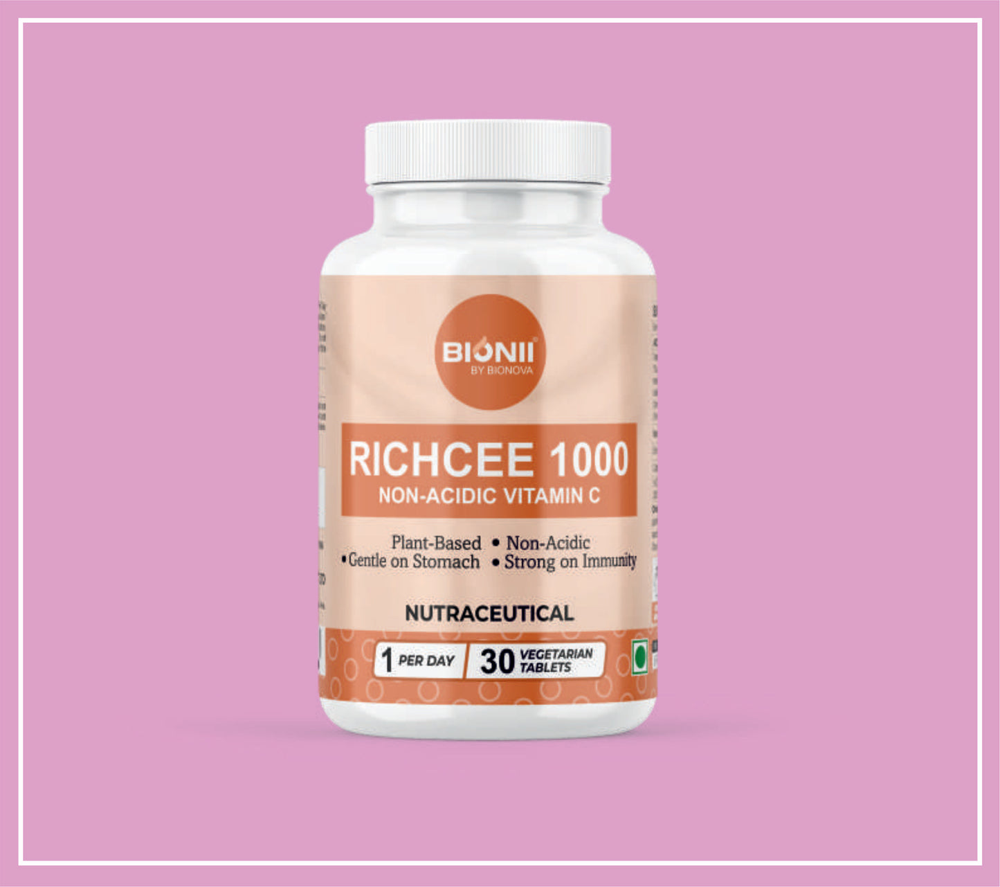 RICHCEE-1000 TABS 30's (Vitamin C*-1000 mg *Sourced from a blend of potent Indian herbs: Amla (Indian Gooseberry) Extract, Kakkar (Rose Hips) Powder, Haritaki (Terminalia chebula), Bibhitaki (Terminalia bellirica) & Sodium Ascorbate (60 mg)) by Bionova