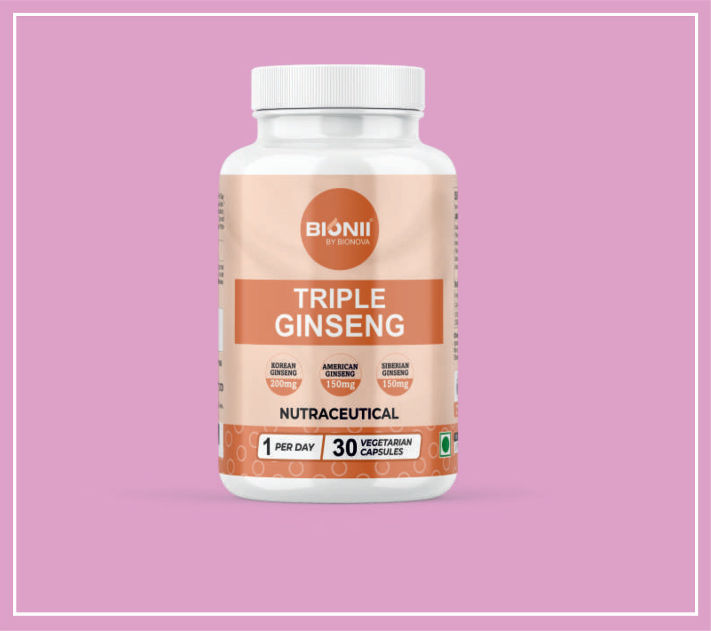 TRIPLE GINSENG CAPS 30's (Korean Ginseng-200 mg, American Ginseng-150 mg, Siberian Ginseng-150 mg) by Bionova