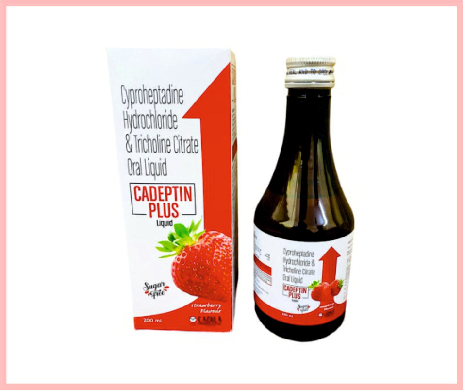 Cadeptin Plus Liquid 200 Ml ( Cyproheptadine Hcl 2 Mg + Tricholine Citrate 275 Mg / 5 Ml ) By Cadila