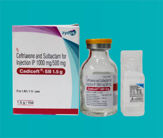 CADICEFT SB 1.5GM INJ SL DOM 1X1VIAL ( Ceftriaxone Anhydrous 1000mgSterile Sulbactum SodiumEq.to Salbactum 500mg ) by Zydus