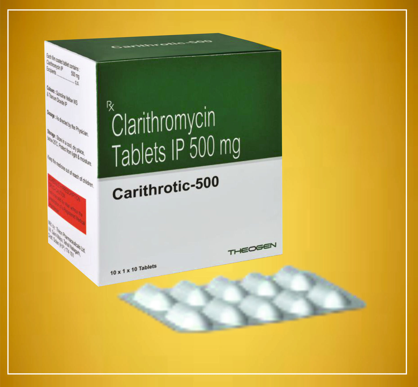 CARITHROTIC-500 10'S ( Clarithromycin (500Mg) ) By Theon