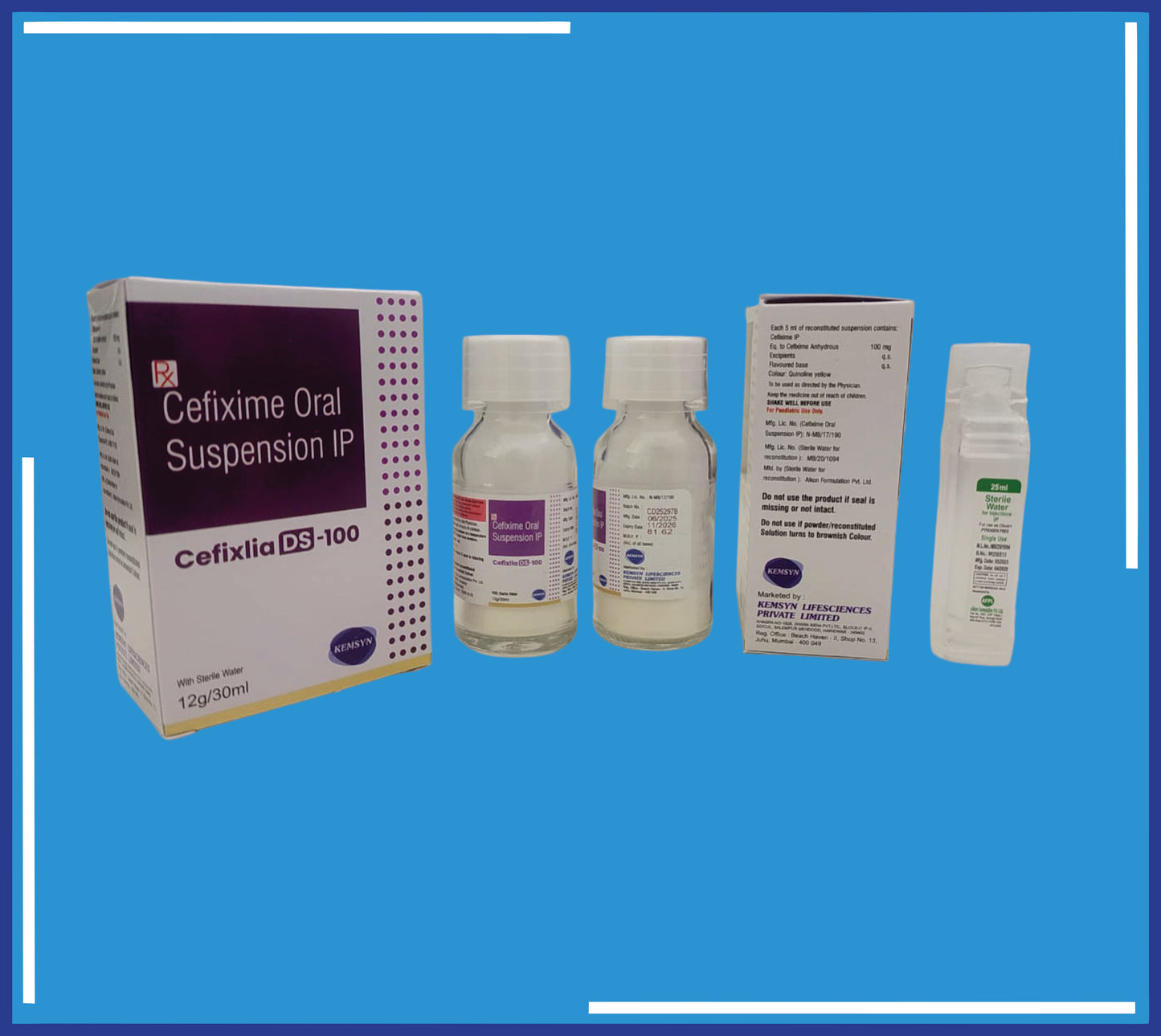 Cefixlia Ds 100 Oral Suspension ( Cefixime 100Mg ) pack 30ml+SWFI by Kemsyn