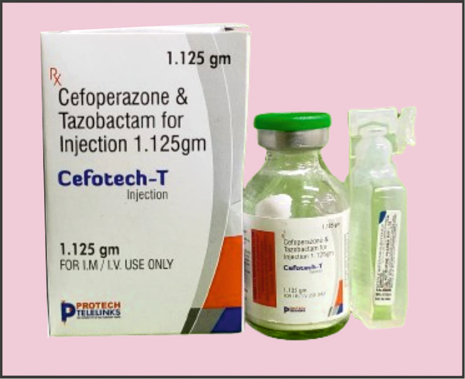 CEFOTECH-T 1.125 VIAL+WFI ( Cefoperazone (1000Mg) + Tazobactum (125Mg) ) by Protech