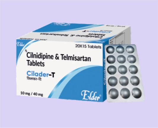CILADER T TABS (10/40 MG) 15'S ( Cilnidipine 10mg,Telmisartan 40mg ) by Elder