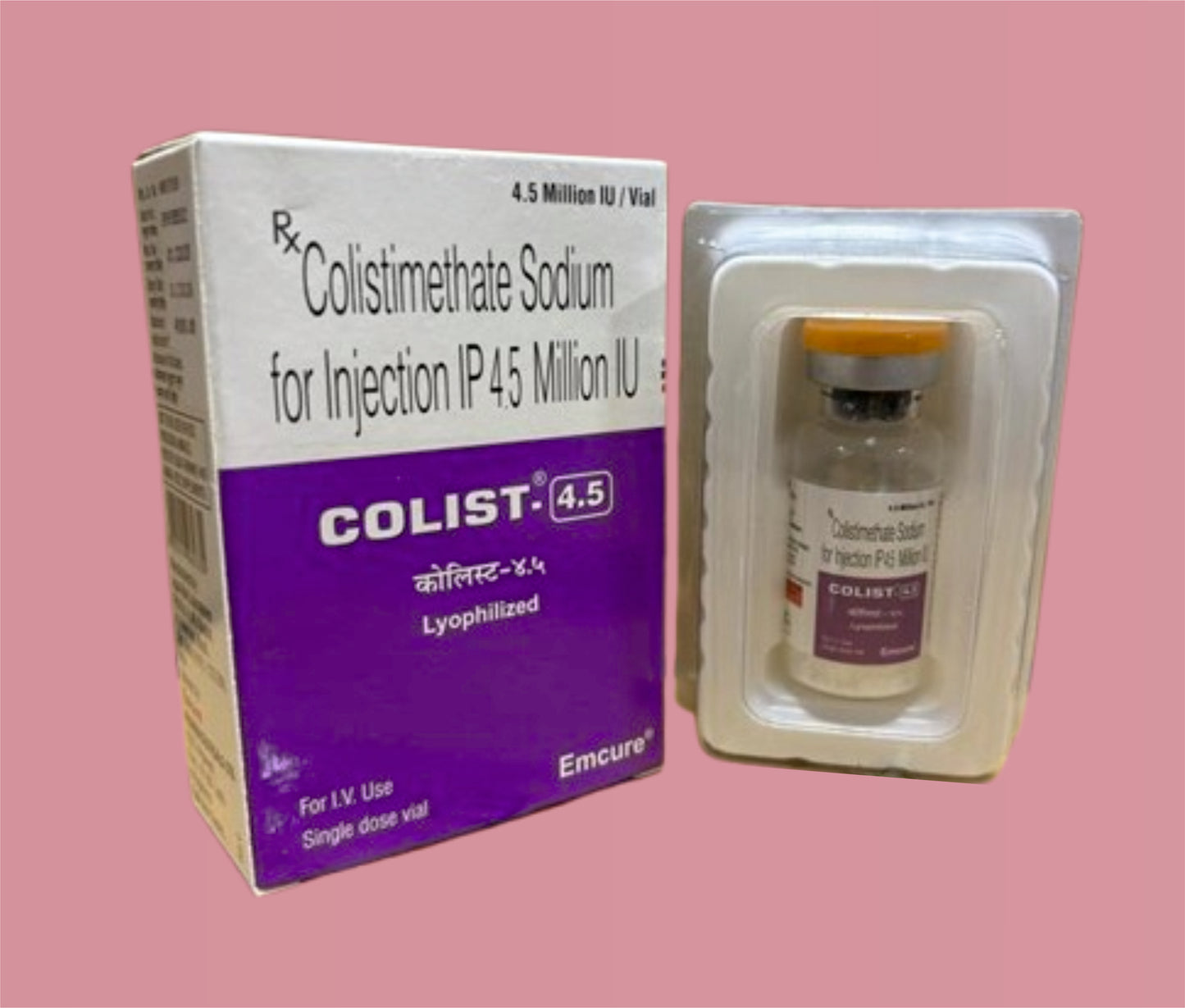 Colist 4.5 Inj ( Colistimethate Sodium 45,00,000 Iu ) By Emcure