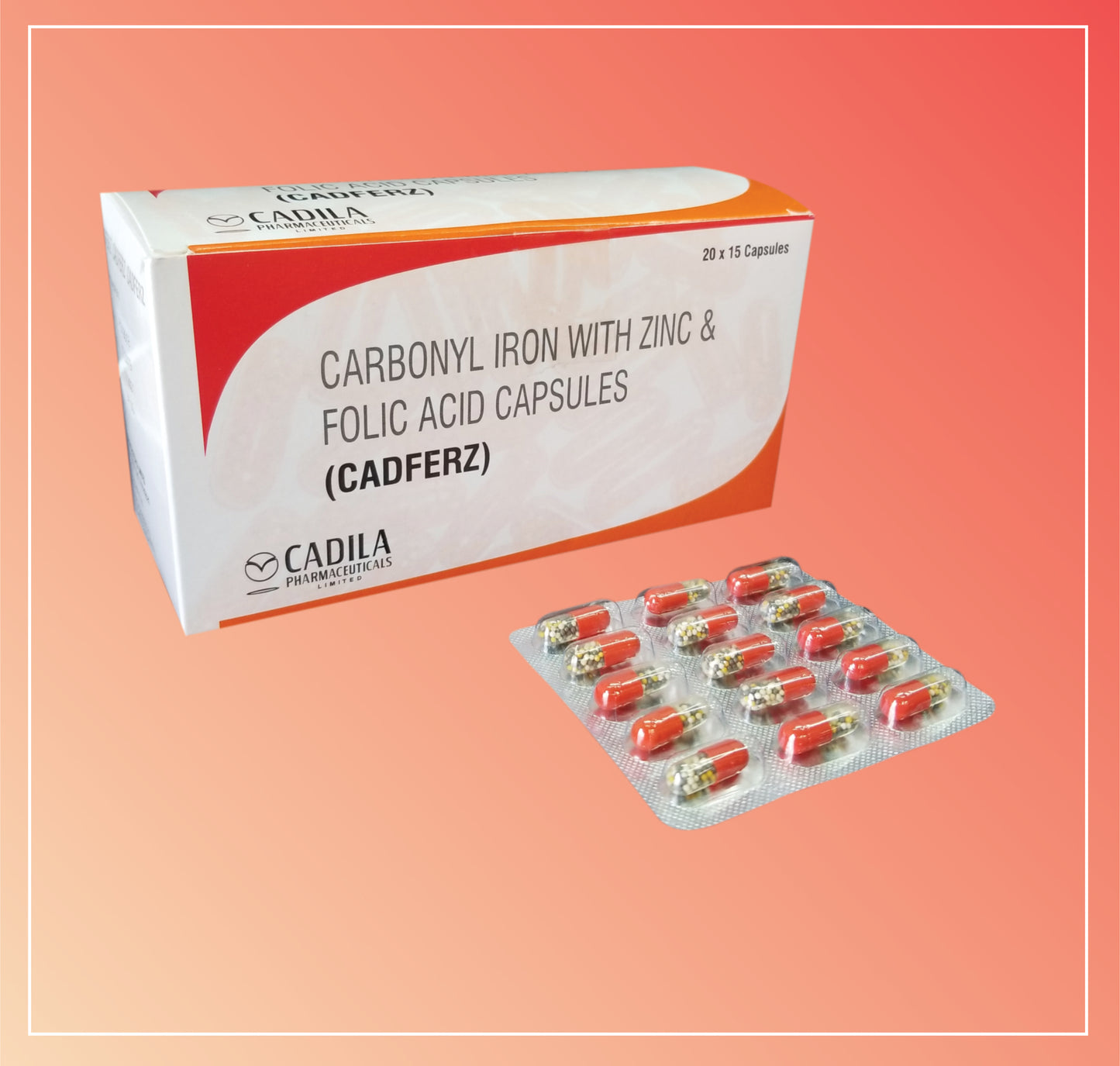 CADFERZ (20x15 C) Carbonyl Iron 50 mg + Zinc Sulphate Monohydrate 61.8 mg + Folic Acid 0.5 mg