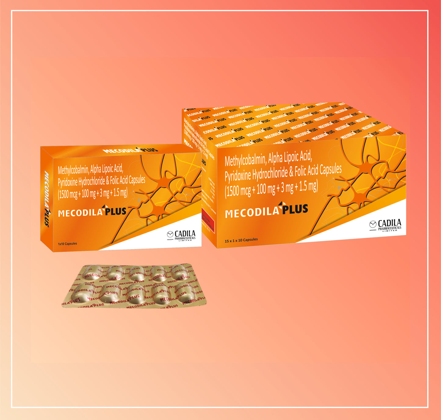 MECODILA PLUS CAP (15X10 C) Methylcobalamin 1500mcg., Alpha Lipoic Acid USP 100mg, Pyridoxine Hydrochloride 3 mg