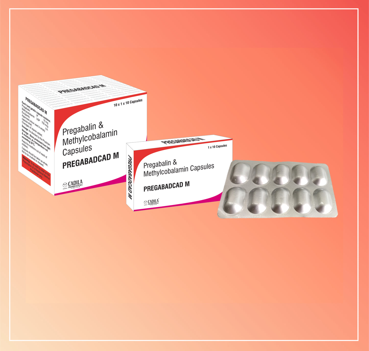 PREGABACAD M CAP 10X10 C (10x1x10 C) Pregabalin 75mg & Methylcobalamin 750mcg Capsules