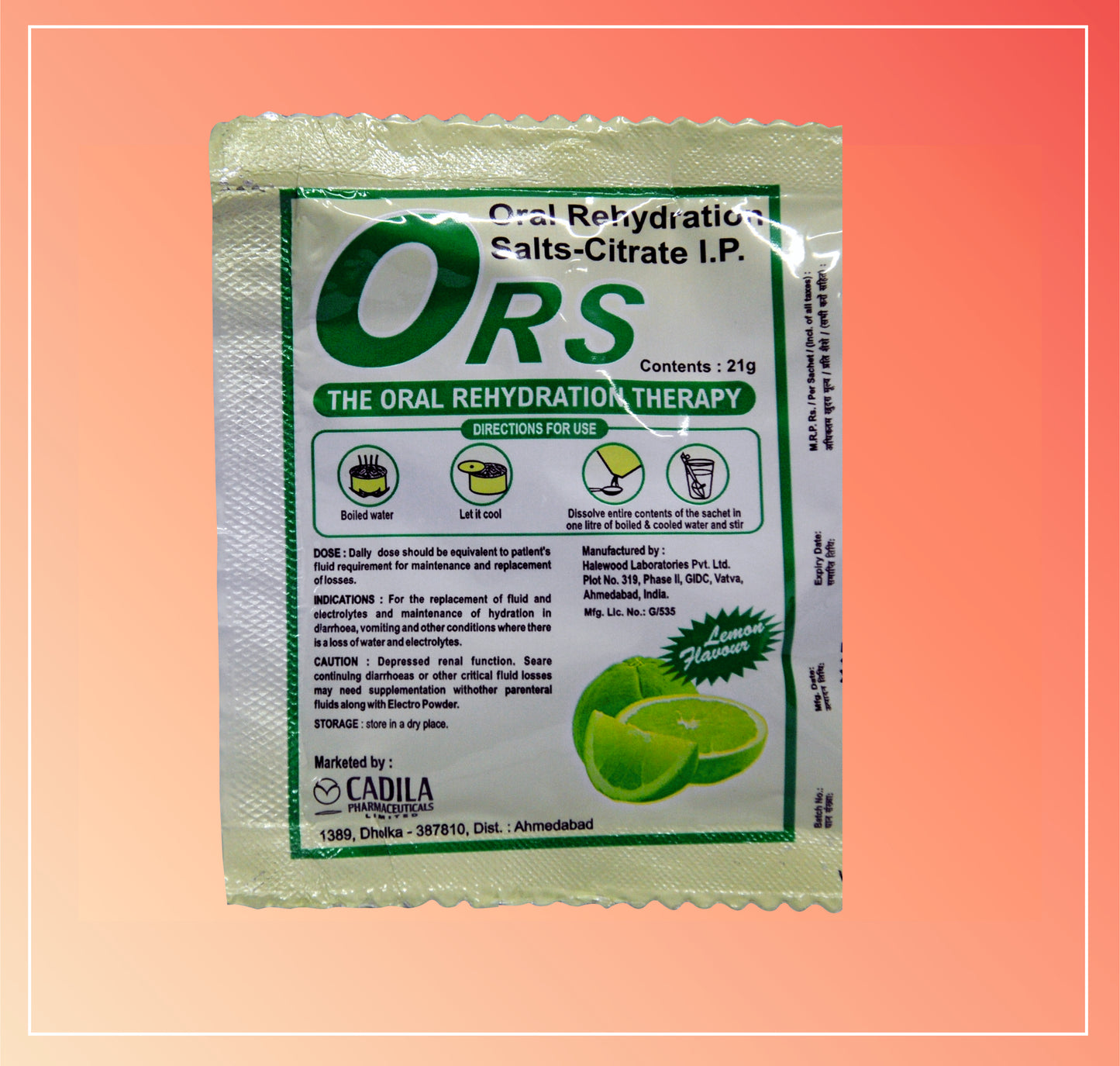 ORS LEMON FLAVOUR 21.8 GM (21gm Sachet) ORS Powder