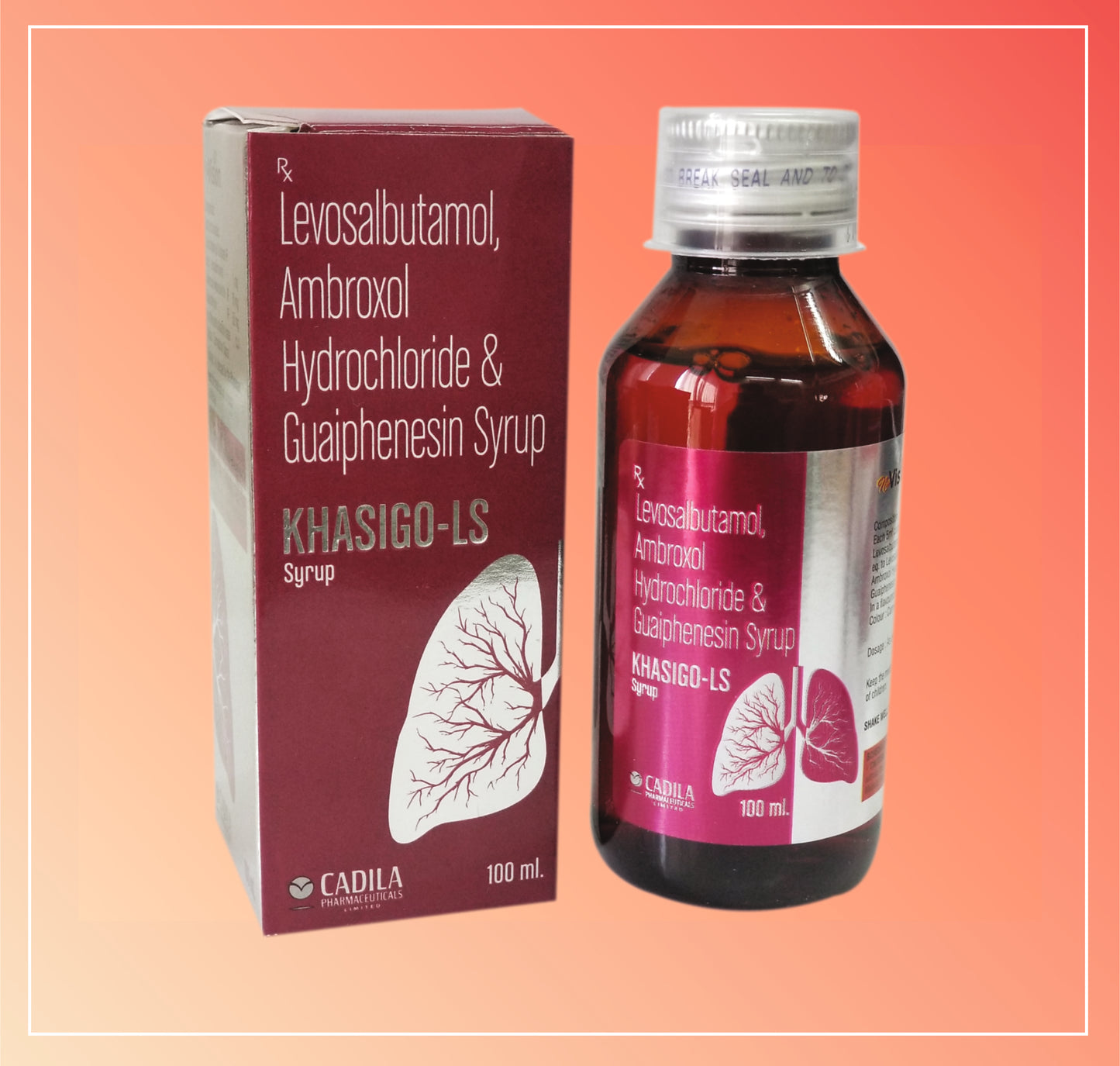 KHASIGO LS 100 ML (1X100 ML) Ambroxol Hydrochloride 30 mg + Guaiphenesin 50 mg + Levosalbutamol 1 mg