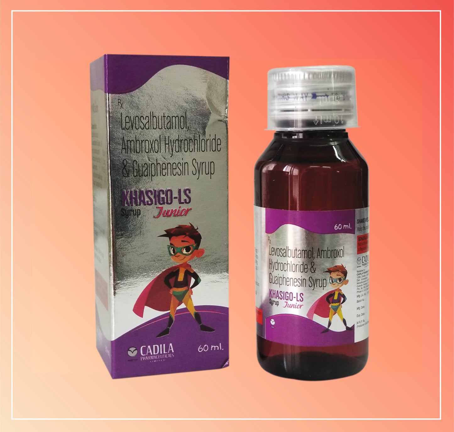KHASIGO LS JUNIOR 60 ML (1X60 ML) Ambroxol Hydrochloride 15 mg + Guaiphenesin 50 mg + Levosalbutamol 0.5 mg