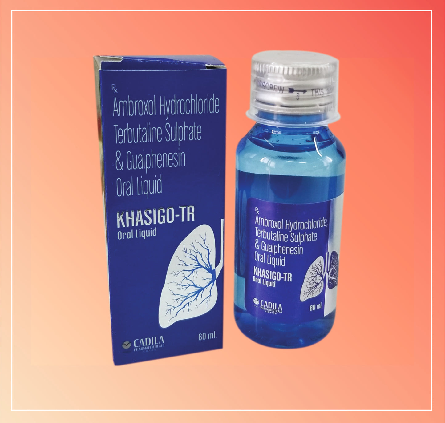 KHASIGO TR 60 ML (1X60 ML) Ambroxol Hydrochloride 15 mg + Terbutaline Sulphate 1.25 mg + Guaiphenesin 50 mg