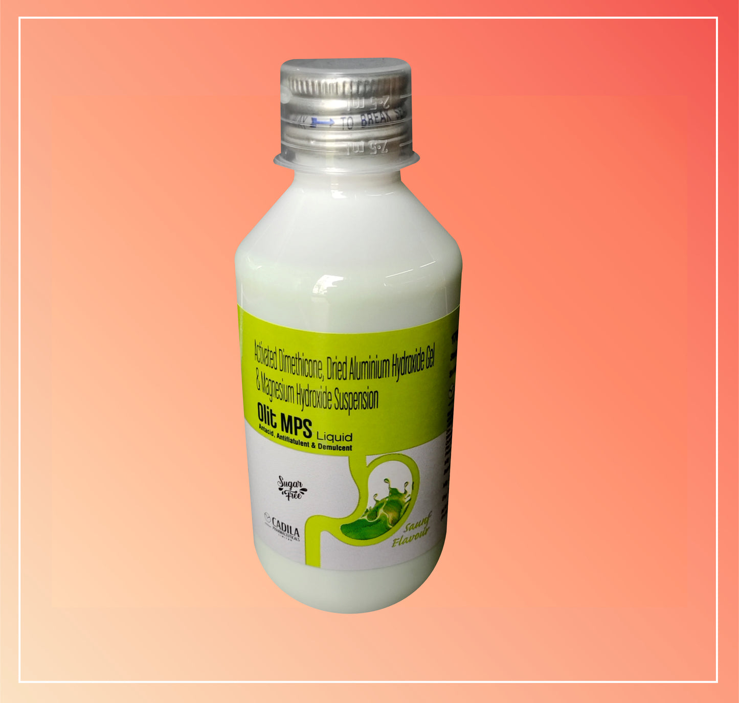 OLIT MPS SUSPENSION (SAUF FLAVOUR) (170 ML) Activated Dimethicone IP 50Mg + Magnesium Hydroxide IP 250Mg + Dried Alluminium Hydroxide Gel IP 250Mg Per 10ML syp. (Mint Flavour)