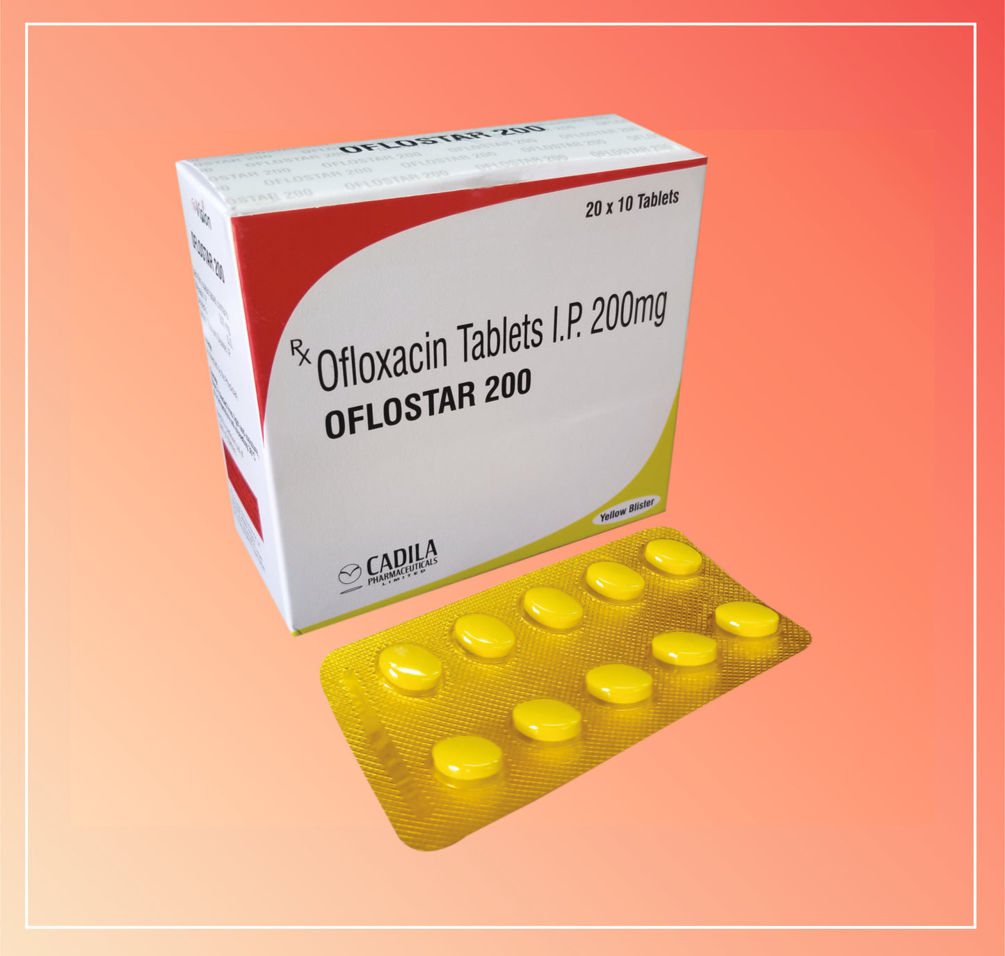 OFLOSTAR 200MG YELLOW TAB (20x10 T) Ofloxacin 200mg Tab