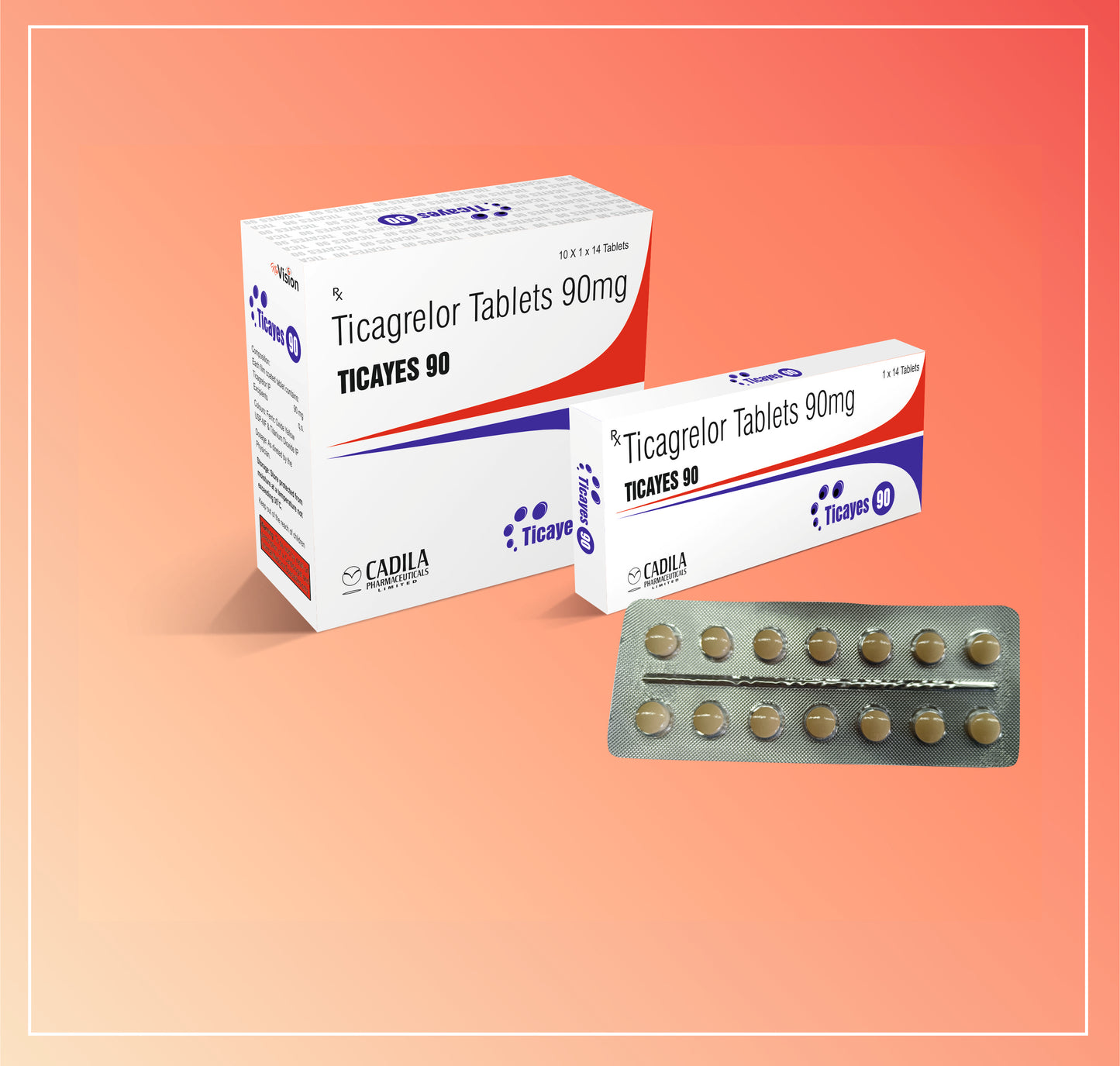 TICAYES TAB 10X14 T (10x14T) Ticagrelor Tablets 90 mg