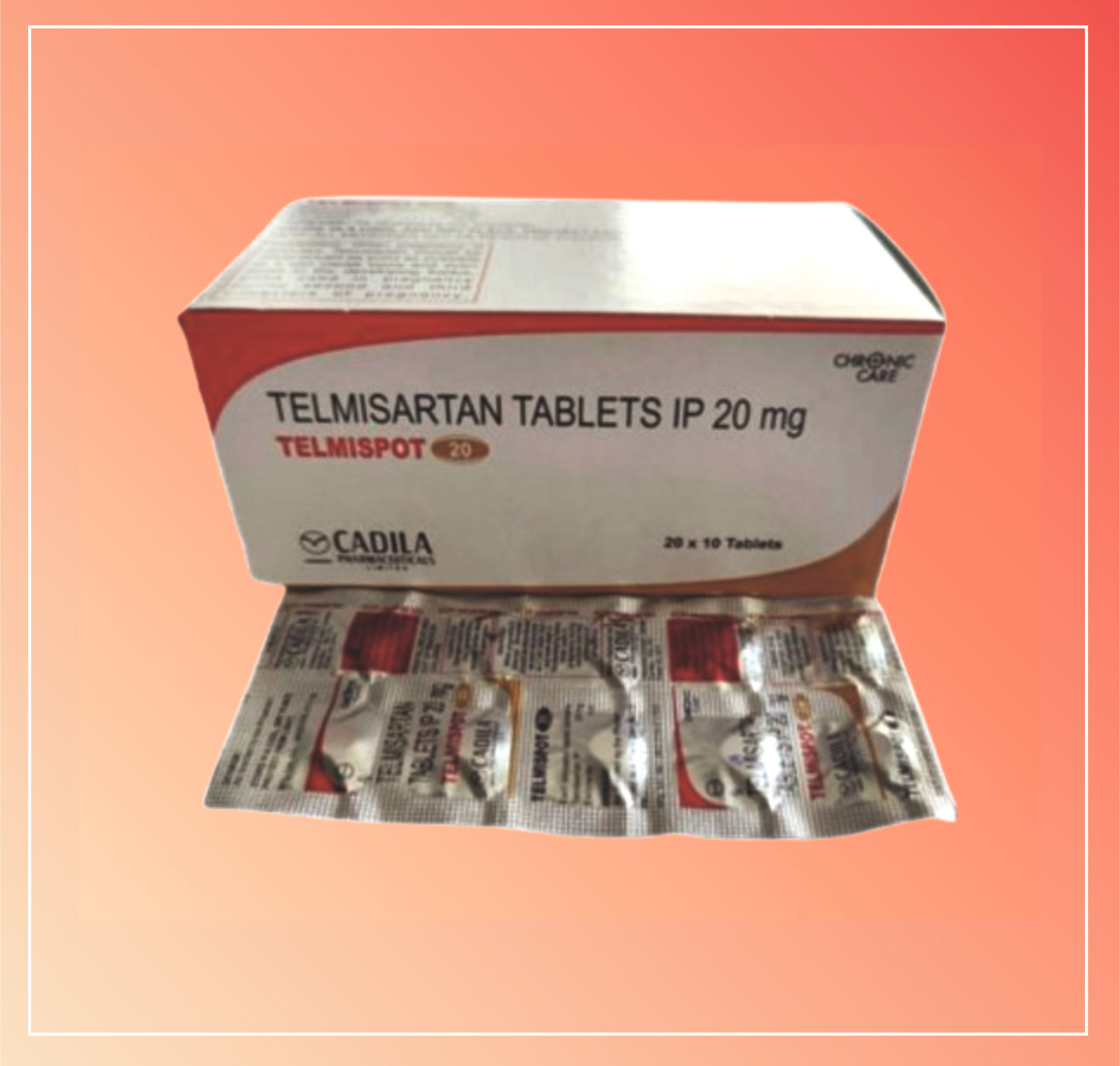 TELMISPOT 20 TAB 20X10 T (20X10 T) Telmisartan Tablets IP 20mg