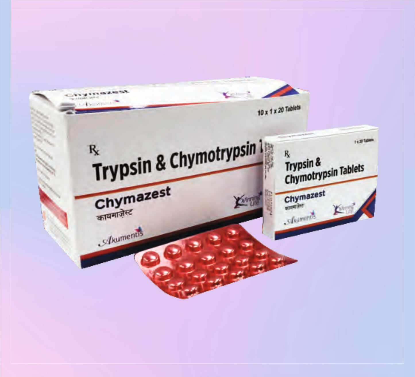 Chymazest Tab (Bl) 10x1x20 Trypsin + Chymotrypsin 100000 Units by Akumentis