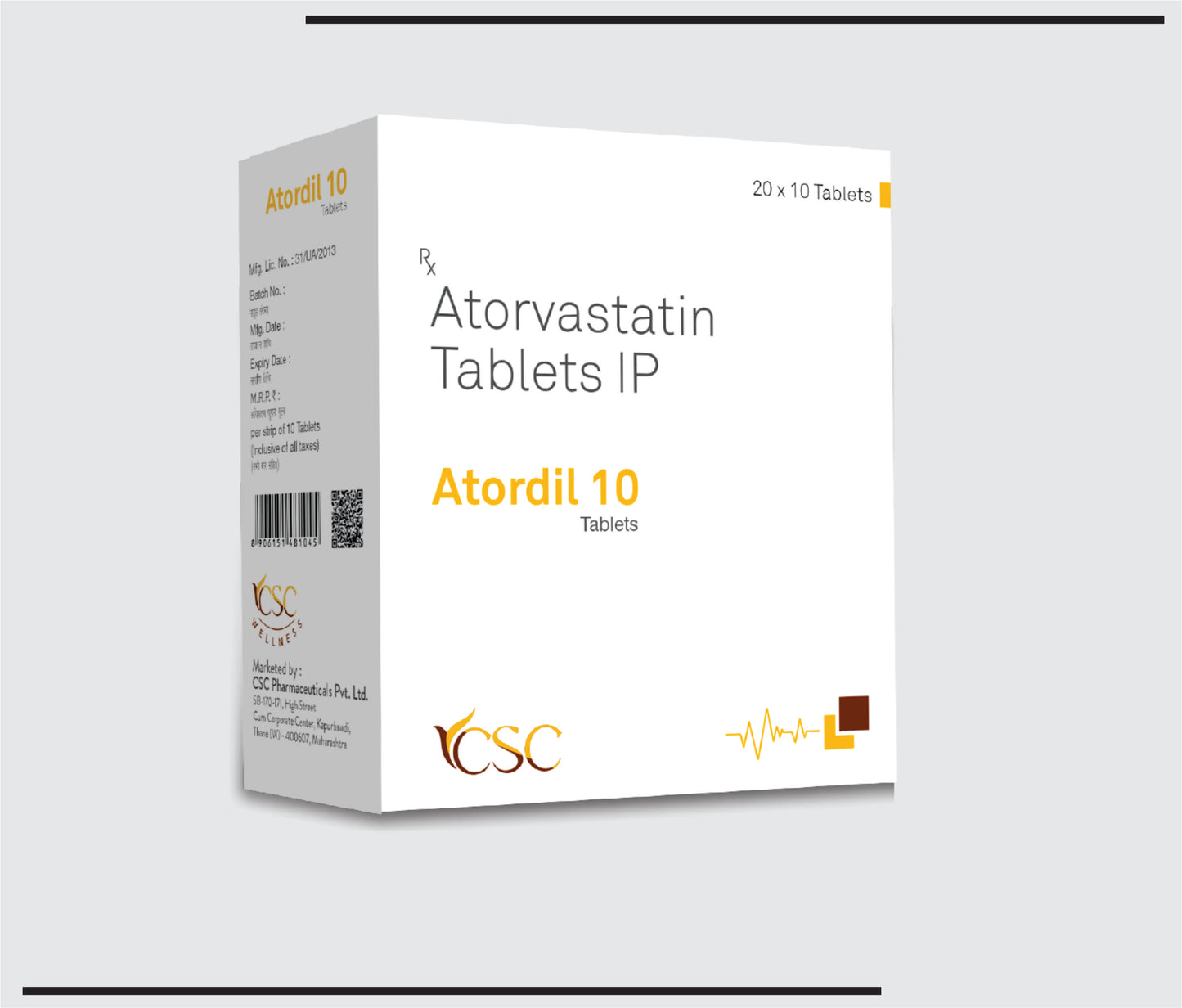 Atordil 10 (20x10) Atorvastatin Calcium 10mg by Csc