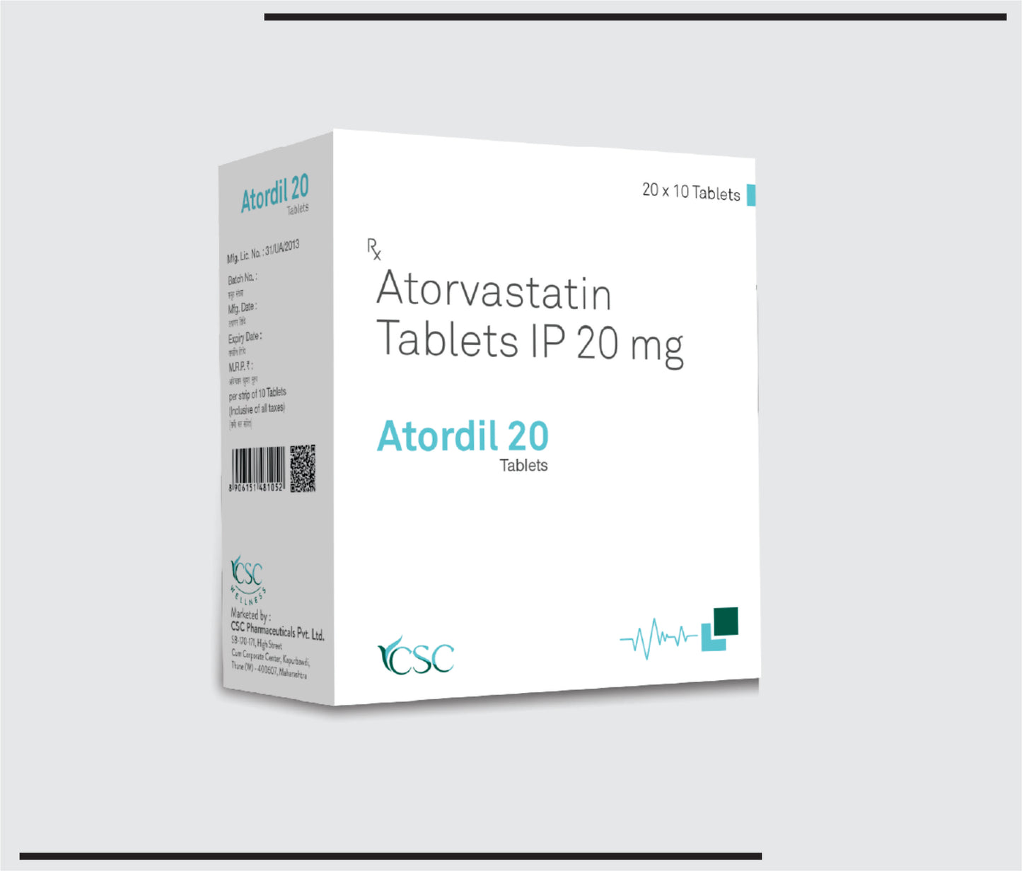 Atordil 20 (20x10)Atorvastatin Calcium 20mg by CSC