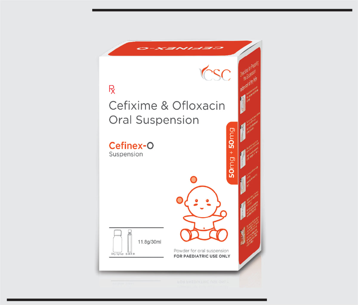 Cefinex O (30 ml) Cefixime 50 mg, Ofloxacin 50 mg by Csc