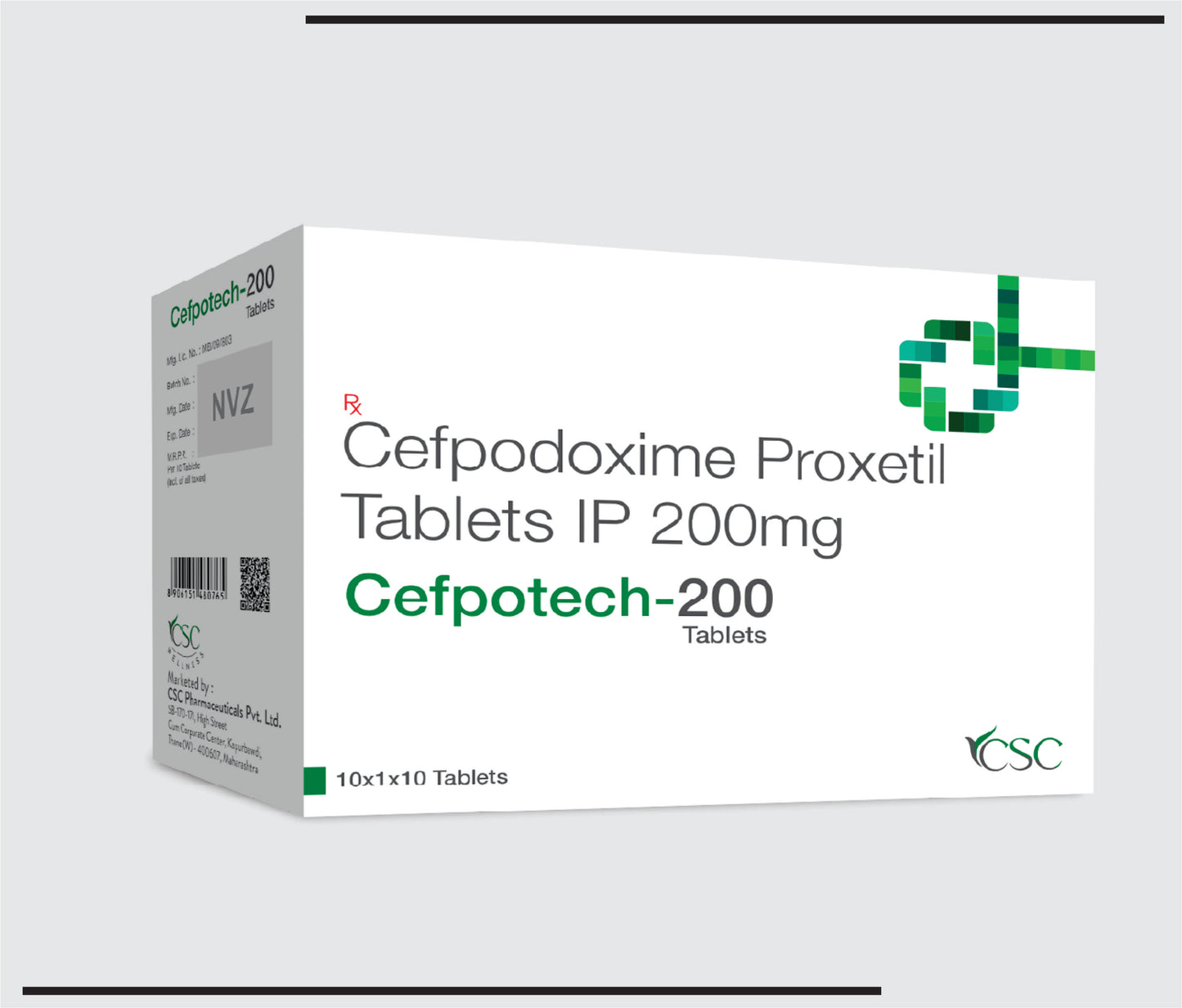 Cefpotech 200 (10x1x10) Cefpodoxime 200 mg by Csc