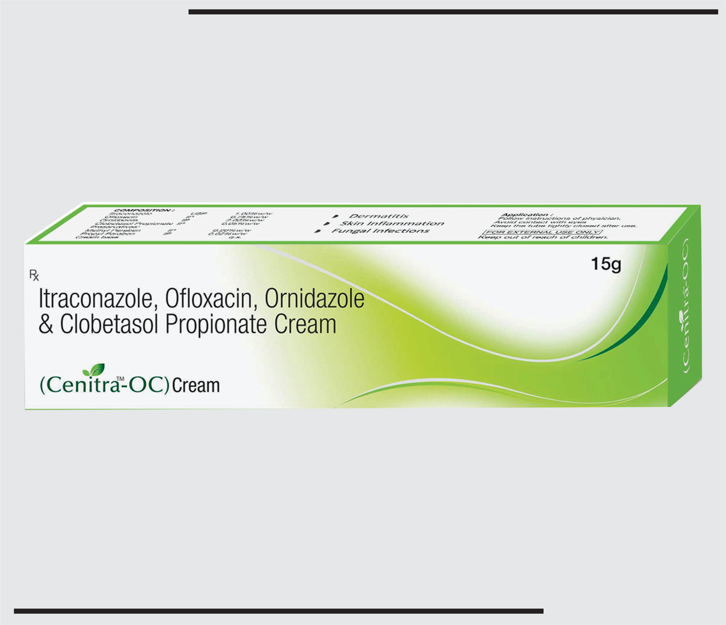 Cenitra OC Cream (15gm) Itraconazole 1.00% w/w, Ofloxacin 0.75% w/w, Ornidazole 2.00% w/w & Clobetasol Propionate 0.05% w/w by CSC